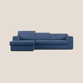 Vegas divano angolare con poggiatesta reclinabili in microfibra impermeabile T11 blu