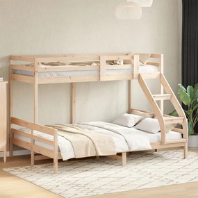 Letto A Castello 80x200/140x200 Cm İn Legno Massello Di Pino /