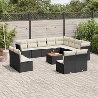 Set Divani da Giardino 13pz con Cuscini Nero in Polyrattan 3223928