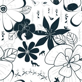 Carta da parati autoadesiva – Animali intorno ai fiori