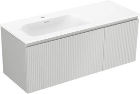 Mexen Rivel mobile da bagno 120 cm con lavabo Vela sinistro, 1S, 1D, scanalato, grigio opaco/bianco opaco