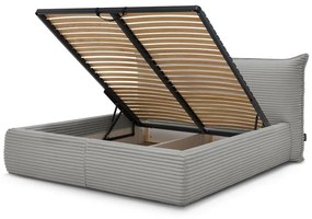 Letto matrimoniale grigio imbottito con spazio contenitivo con griglia inclusa 180x200 cm Jade – Bobochic Paris