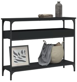 Tavolo Consolle Con Ripiano Nero 100x29x75cm Legno Multistrato /