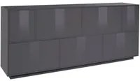 Credenza Dnapp, Madia da cucina a 7 ante, Buffet da soggiorno, 100% Made in Italy, cm 200x41h86, Antracite lucido