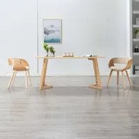 Sedie da Pranzo 2 pz in Legno Curvato e Similpelle Crema 278862