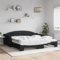 Divano Letto Estraibile con Materassi Nero 100x200 cm Tessutocod mxl 82698