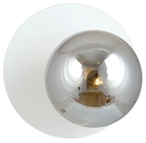 Lampada Da Parete Contemporanea Ippolita 1 Luce In Acciaio Bianco E Vetro Fumè