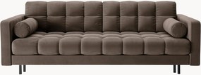 Divano letto 3 posti effetto velluto con contenitore Bali, larg. 222 cm