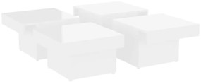 Tavolino da Salotto Bianco Lucido 90x90x28 cm Legno Multistrato