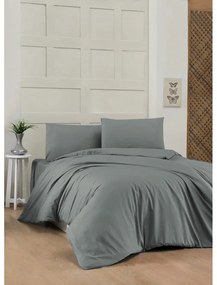 Biancheria da letto singola in cotone grigio scuro 140x200 cm - Mijolnir