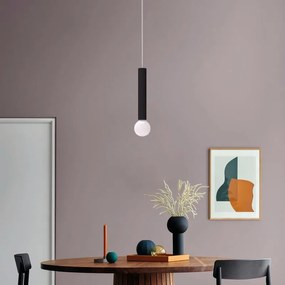 Lampadario Moderno Puro nero paralume nero E27 Ø4cm LUMICOM