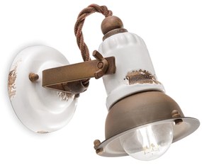 Applique Vintage Loft Ferro E Ceramica Bianco 1 Luce E14