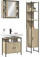 Set di Mobili da Bagno 3 pz Rovere Sonoma in Legno Multistrato 3214736