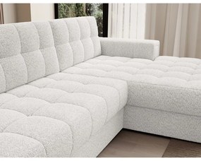 Divano angolare color crema allungabile (con penisola a destra/con chaise lounge) con rivestimento in bouclé Blezalt – ELTAP