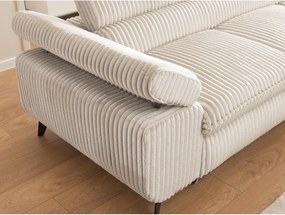 Divano angolare color crema (con penisola a destra/a L) con rivestimento in velluto a coste Marbeya – Ropez