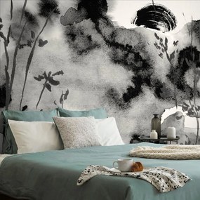 Carta da parati – Pittura giapponese del cielo in bianco e nero