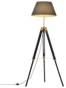 Lampada A Treppiede Nero E Oro İn Massello Di Teak 141 Cm /