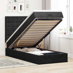 Struttura Letto Pouf Con Materassi Nero 90x200 Cm İn Velluto /