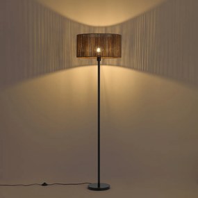 Lampada da terra nera con paralume in corda di carta marrone 50/50/25 - Simplo