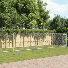 Gabbia Per Cani Con Porta Grigia 12x2x1,5 M İn Acciaio Zincato /