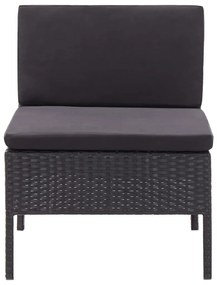 Set Divani da Giardino 3 pz con Cuscini in Polyrattan Nero