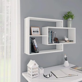 Mensole A Muro Bianche 104x20x58,5 Cm İn Legno Multistrato /