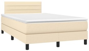 Letto a Molle con Materasso e LED Crema 120x190 cm in Tessuto