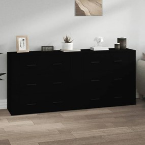 Credenze 2 Pz Nere İn Legno Multistrato /