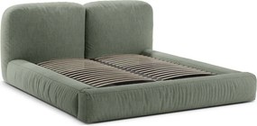 Letto matrimoniale imbottito verde con contenitore con rete inclusa 200x200 cm Martina – Micadoni