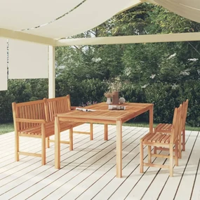 Set da pranzo per giardino 4 pz in legno massello di teak