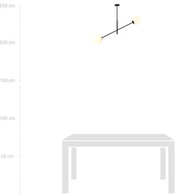Lampadario da Soffitto in Acciaio e Vetro LINEAR 2 Nero 2xE14