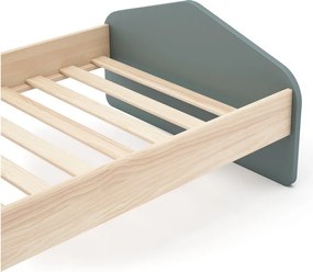 Letto da bambini di colore naturale/verde polveroso con effetto pino con rete inclusa 90x190 cm Estefania – Marckeric