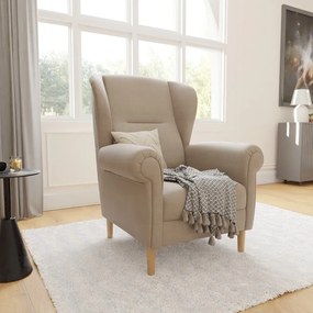 Poltrona con braccioli marrone chiaro Swan – Ropez