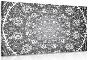 Stampa su tela – Mandala ornamentale con pizzo in bianco e nero