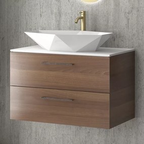 Mobile bagno 80 cm con due cassetti e piano solid surface EL-80SS - KAMALU