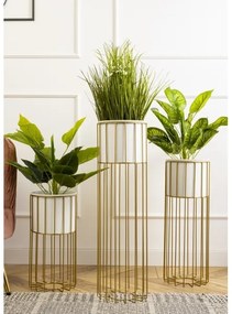 Vaso da fiori in metallo LOFT 55x20 cm oro/bianco