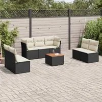 Set Divani da Giardino con Cuscini 8 pz Nero in Polyrattan 3223564