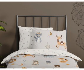 Set copripiumino e federa da bambini greige in cotone per letto singolo 140x200 cm Woody – Good Morning