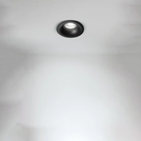 Faretto Incasso Tondo Moderno Oasis Alluminio Nero 1 Luce Gu10