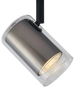 Faretto moderno color canna di fucile con vetro trasparente per sistema a binario monofase - Iconic Lloyd