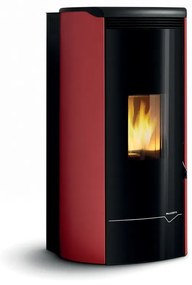 Palazzetti Jackie Idro 14 Stufa A Pellet ecofire ad acqua/aria 14kw Con Top In Ghisa e Acciaio Rosso