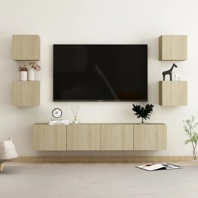 Set Di Mobili Tv 6 Pz Rovere Sonoma İn Legno Multistrato /