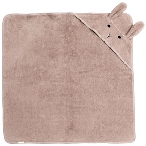 Asciugamano in cotone rosa-marrone con cappuccio 75x75 cm Rabbit - Kindsgut