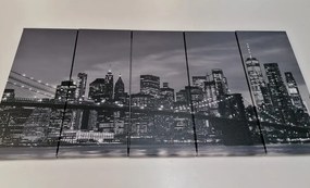 Quadri 5 pezzi – Ponte affascinante a Brooklyn in bianco e nero