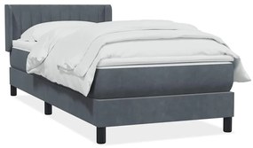 Giroletto A Molle Con Materasso Grigio Scuro 90x220 Cm Velluto /