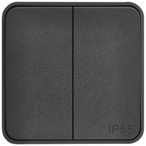 Interruttore domestico a 2 pulsanti con funzionamento alternato, n. 6+6, IP55, antracite