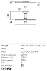 Redo 01-3460 - Lampada LED da quadro LINEAR LED/8W/230V 35 cm CRI 92 bianco
