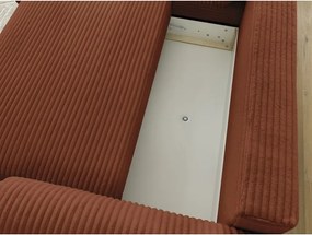 Divano angolare color mattone allungabile (con penisola a sinistra) con rivestimento in velluto a coste Lucien – Bobochic Paris