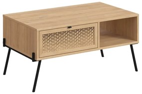 Tavolino in rovere decorato in colore naturale 60x100 cm Ecrin - Marckeric