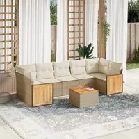 Set Divano da Giardino 8 pz con Cuscini Beige in Polyrattan 3259895